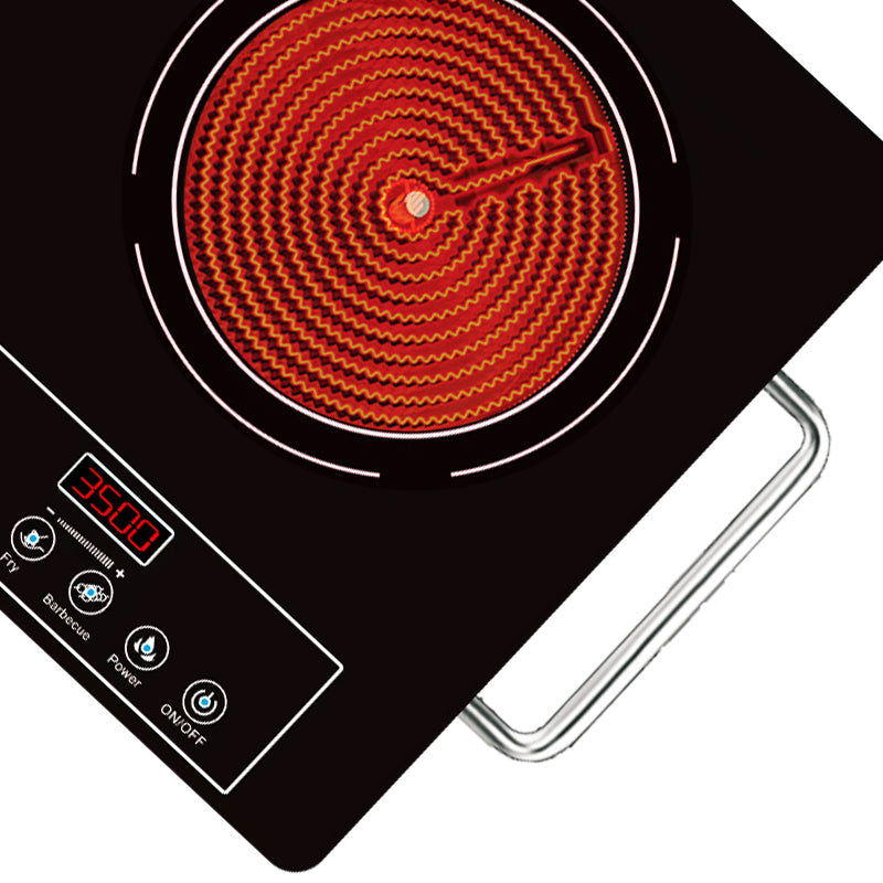 Plită Ceramica HALEY, 2 Ochiuri – 3500W, Geam Cristal Negru, Timer, Control Tactil, Oprire Automată